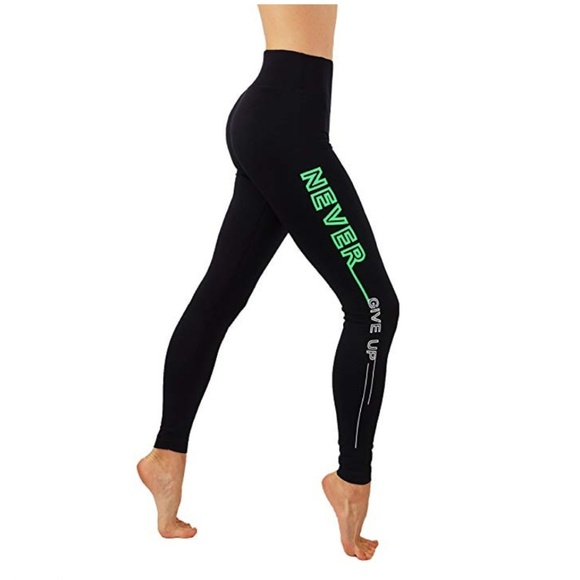 Power Flex Dry-Fit Side Word Printed yoga leggings - Picture 1 of 4
